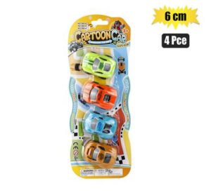Vehicle racer cartoon 4pc pull back 6cm