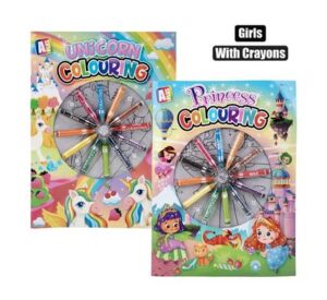 Book colouring girl w/wax crayons asstd
